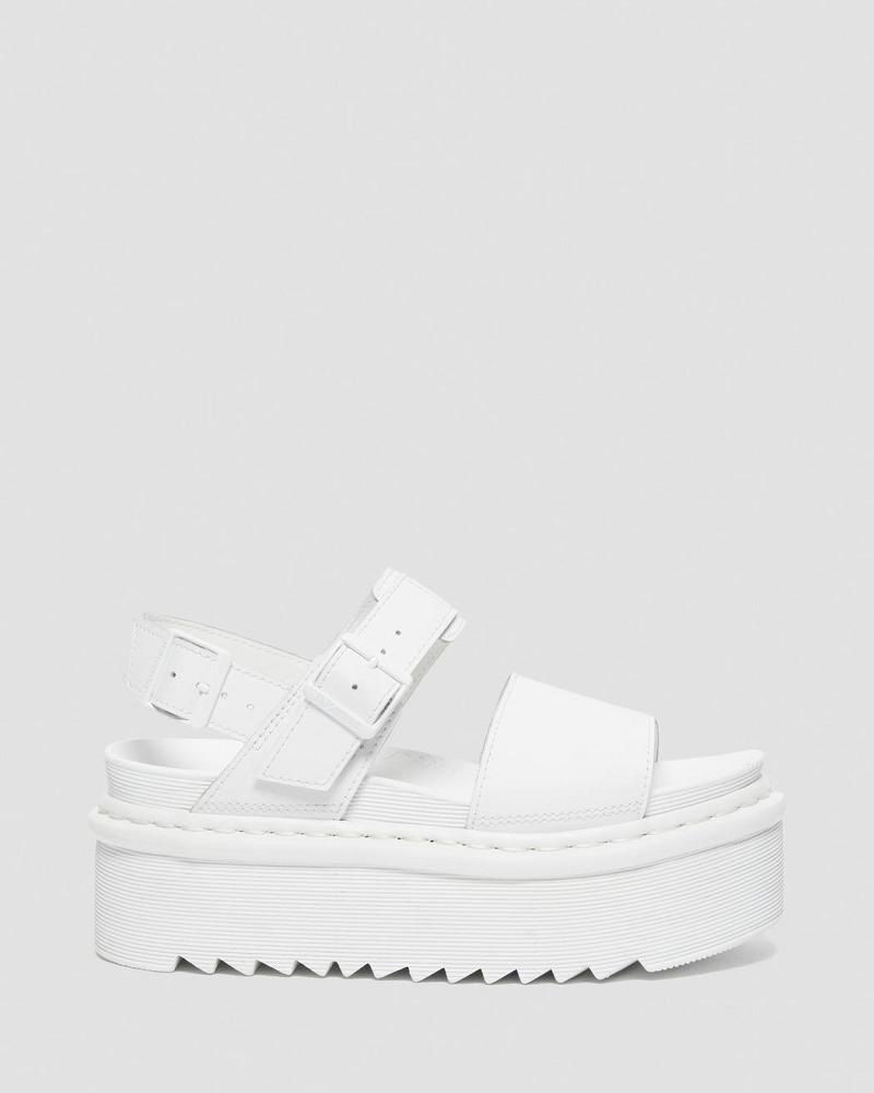 Sandalias Con Tiras Dr Martens Voss Mono Cuero Plataforma Mujer Blancos | MX 461ZUT